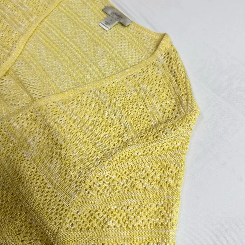 CJ BANKS butter Yellow Open Knit Cardigan‎ Petite X size coastal spring short